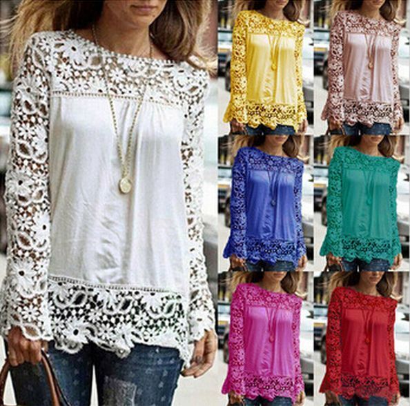 Blusa Primavera/Verão Manga Rendada