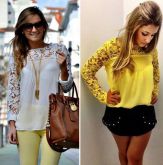 Camisa em Renda Chiffon