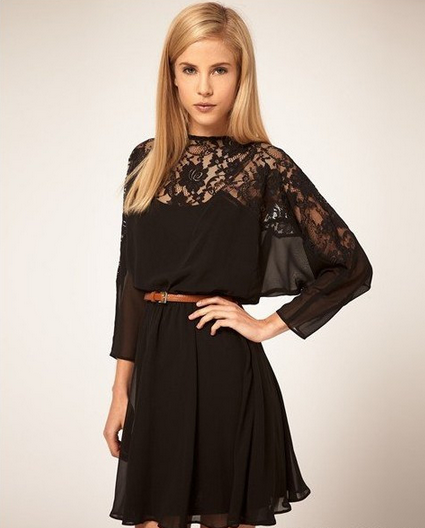 Vestido Chiffon Com Rendas